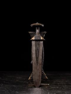 Kundu Knive brass wrapped and tacked Hilt wooden brass decorated Sheath DRC - 4267566