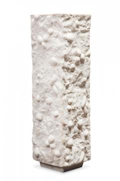 Kunstporzellan Ilmenau Bisque White Seashell Textured Square Porcelain Vase - 4195507