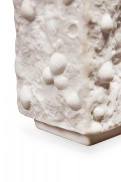 Kunstporzellan Ilmenau Bisque White Seashell Textured Square Porcelain Vase - 4195510