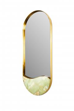 Kura by Marble Balloon Contemporary Brass and Onyx Wall Mirror - 4640097
