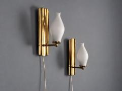 Kurant Norwegian Modern Wall Lights Brass Opaline Glass Norway 1960s - 4804320