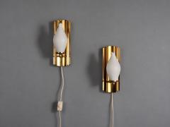 Kurant Norwegian Modern Wall Lights Brass Opaline Glass Norway 1960s - 4804322