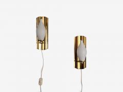 Kurant Norwegian Modern Wall Lights Brass Opaline Glass Norway 1960s - 4804324