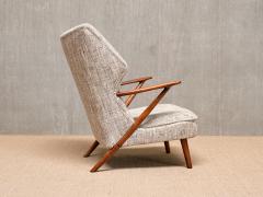 Kurt Olsen Kurt Olsen Model 221 Armchair in litis Tweed Fabric Slagelse M belfabrik 1955 - 4174096