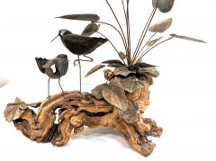 Kurt Salla Brutalist Metal Floral Driftwood Sculpture Kurt Salla - 4136035
