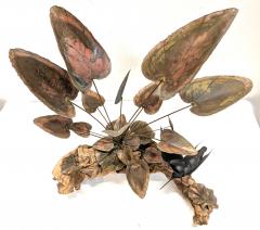 Kurt Salla Brutalist Metal Floral Driftwood Sculpture Kurt Salla - 4136036