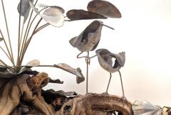 Kurt Salla Brutalist Metal Floral Driftwood Sculpture Kurt Salla - 4136037