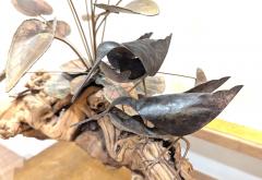 Kurt Salla Brutalist Metal Floral Driftwood Sculpture Kurt Salla - 4136038