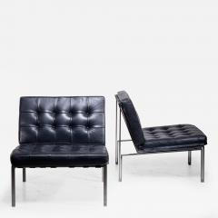 Kurt Thut Pair of Kurt Thut Side Chairs with Black Leather Tufted Cushions - 2720188