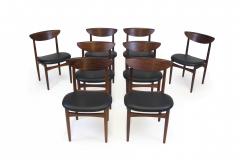 Kurt stervig Kurt Ostervig Eight 8 Kurt Ostervig Mid century Rosewood Dining Chairs in Black Leather - 1974338