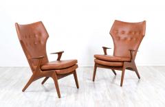 Kurt stervig Kurt Ostervig Kurt stervig Cognac Leather Wing Chairs for Rolschau Mobler - 2254235