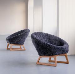 Kurt stervig Kurt Ostervig Pair of Kurt stervig Sheepskin Lounge Chairs Rolschau M bler Denmark 1958 - 1801397