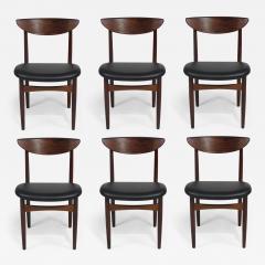 Kurt stervig Kurt Ostervig Six 6 Kurt Ostervig Mid Century Rosewood Dining Chairs in Black Leather - 3573605