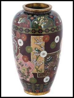 Kyoto Shibata Large Antique Japanese Cloisonne Enamel Vase Attributed to Kyoto Shibata - 3904225