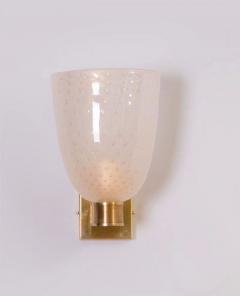 L 27 modernist pair of brass mounted murano glass sconces - 743160