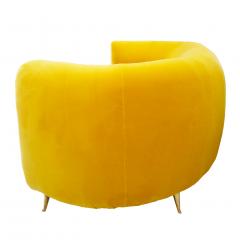 L A Studio Contemporary Yellow Cotton Velvet Curved Italian Sofa - 1231699