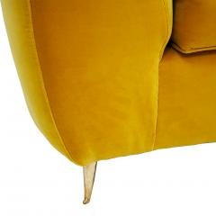 L A Studio Contemporary Yellow Cotton Velvet Curved Italian Sofa - 1231700