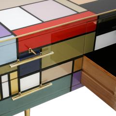 L A Studio L A Studio Six Drawers Murano Colored Glass Brass Italian Sideboard - 1819067