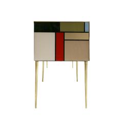 L A Studio L A Studio Six Drawers Murano Colored Glass Brass Italian Sideboard - 1819070