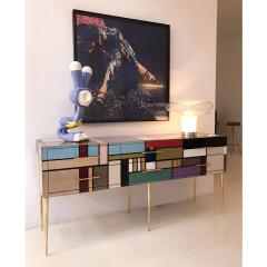 L A Studio L A Studio Six Drawers Murano Colored Glass Brass Italian Sideboard - 1819102