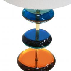 L A Studio Mid Century Modern Style Murano Glass and Brass Pair of Italian Table Lamps - 1592873