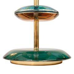 L A Studio Mid Century Modern Style Murano Glass and Brass Pair of Italian Table Lamps - 1592876