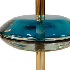 L A Studio Mid Century Modern Style Murano Glass and Brass Pair of Italian Table Lamps - 1592878