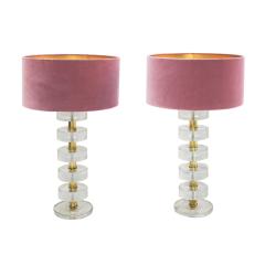 L A Studio Mid Century Modern Style Pair of Sculptural Murano Glass Italian Table Lamps - 1855374