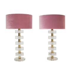 L A Studio Mid Century Modern Style Pair of Sculptural Murano Glass Italian Table Lamps - 1855375