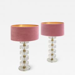 L A Studio Mid Century Modern Style Pair of Sculptural Murano Glass Italian Table Lamps - 1857909