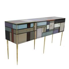 L A Studio Sideboard with Four Doors Made in Colored Glass Italy - 681555