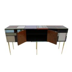L A Studio Sideboard with Four Doors Made in Colored Glass Italy - 681557