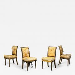 L Alavoine Cie Louis XVI Style Wood Fabric Dining Chairs France 19th C  - 4351313