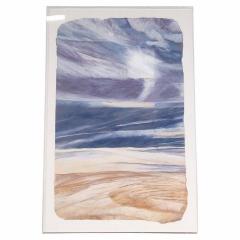 L Barrett Richmond Mid Century Blue and Tan Framed Artwork - 4241426