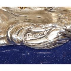 L Soprani Monumental Italian 925 Silver Lapis Dolphin Nautical Centerpiece Sculpture - 1111901