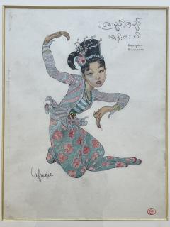 L a Lafugie Gouache of a Burmese dancer L a LAFUGIE 1890 1972  - 3610092