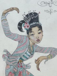 L a Lafugie Gouache of a Burmese dancer L a LAFUGIE 1890 1972  - 3610094
