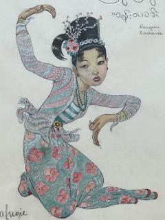 L a Lafugie Gouache of a Burmese dancer L a LAFUGIE 1890 1972  - 3610098