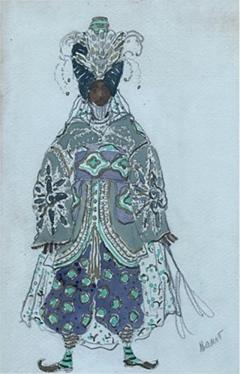 L on Bakst Superb and rare Study of Aladdin Ballet Costume by L on Bakst France 1919 - 3281062