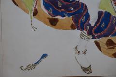 L on Bakst Watercolor of a Semi Nude Dancer for Scheherazade ballet by Bakst France 1910 - 1119053