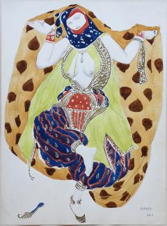 L on Bakst Watercolor of a Semi Nude Dancer for Scheherazade ballet by Bakst France 1910 - 1119054