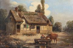 L on Bertan French 19th Century Painting Signed L on Bertan Depicting a Bucolic Farm Scene - 3956693