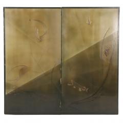 L on Jallot Near the Ocean Floor Art Deco Lacquered Screen w Fish Coral by Jallot - 3596237