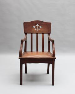 L on Jallot Pair of Fine French Art Nouveau Solid Oak Armchairs by Leon Jallot - 4333411