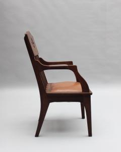 L on Jallot Pair of Fine French Art Nouveau Solid Oak Armchairs by Leon Jallot - 4333417