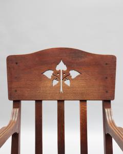 L on Jallot Pair of Fine French Art Nouveau Solid Oak Armchairs by Leon Jallot - 4333418