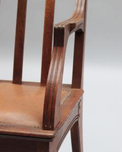 L on Jallot Pair of Fine French Art Nouveau Solid Oak Armchairs by Leon Jallot - 4333423