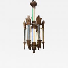 L on Stynen Art Deco Gilt Metal Chandelier by L on Stynen 1930s - 4515087