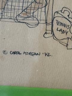 LACOSTE TONGUE IN CHEEK ALLIGATORS PLAYING TENNIS INK DRAWING BY CAROL MORGAN - 4573438