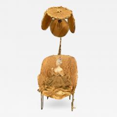 LADY POMPADOUR PORCELAIN WOMAN IN CHAIR BOUDOIR LAMP - 2472894